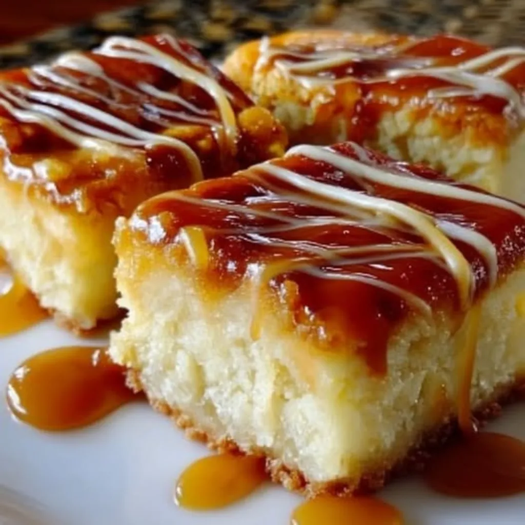 Caramel Drizzle Butter Cake Bars