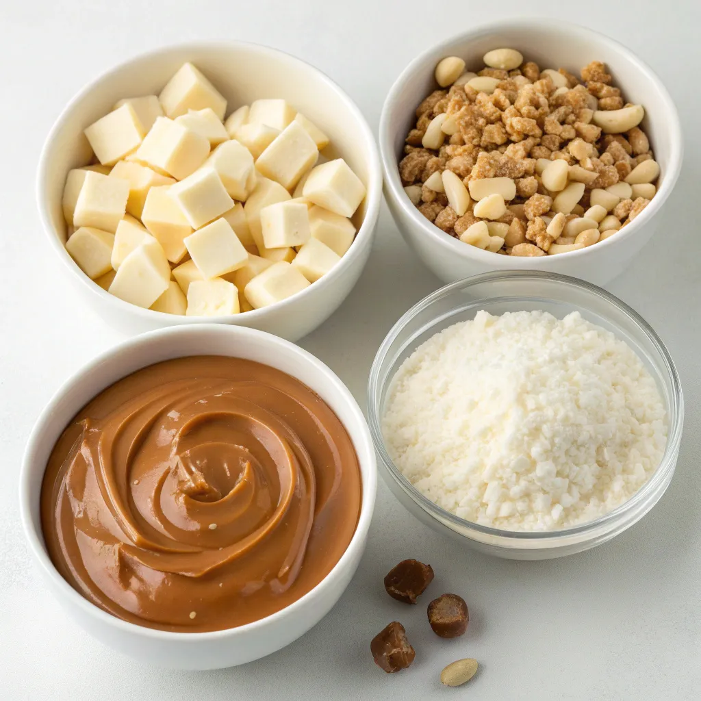 Creamy Caramel Nutty White Fudge Squares 9 Creamy Caramel Nutty White Fudge Squares