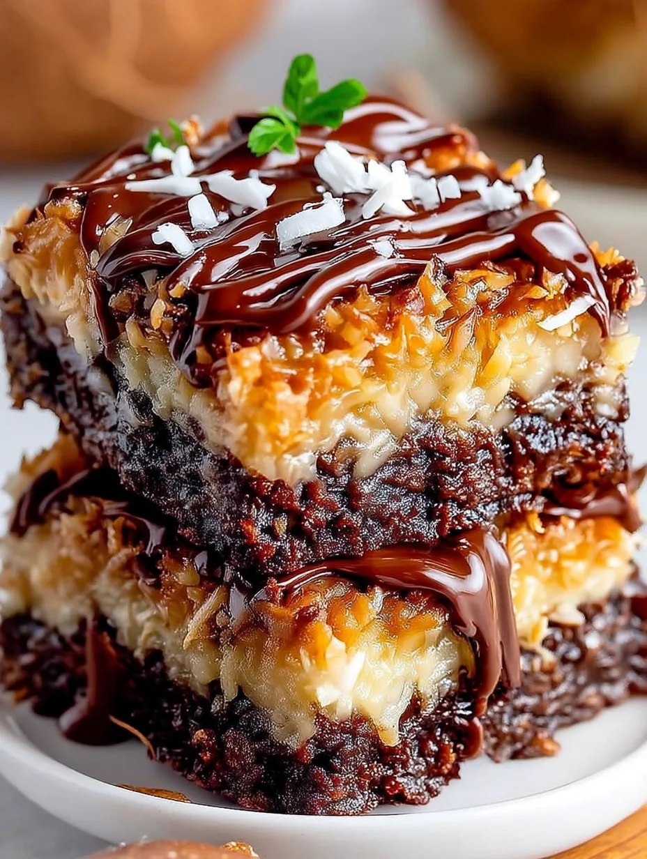 German Chocolate Brownies with Coconut Pecan Topping