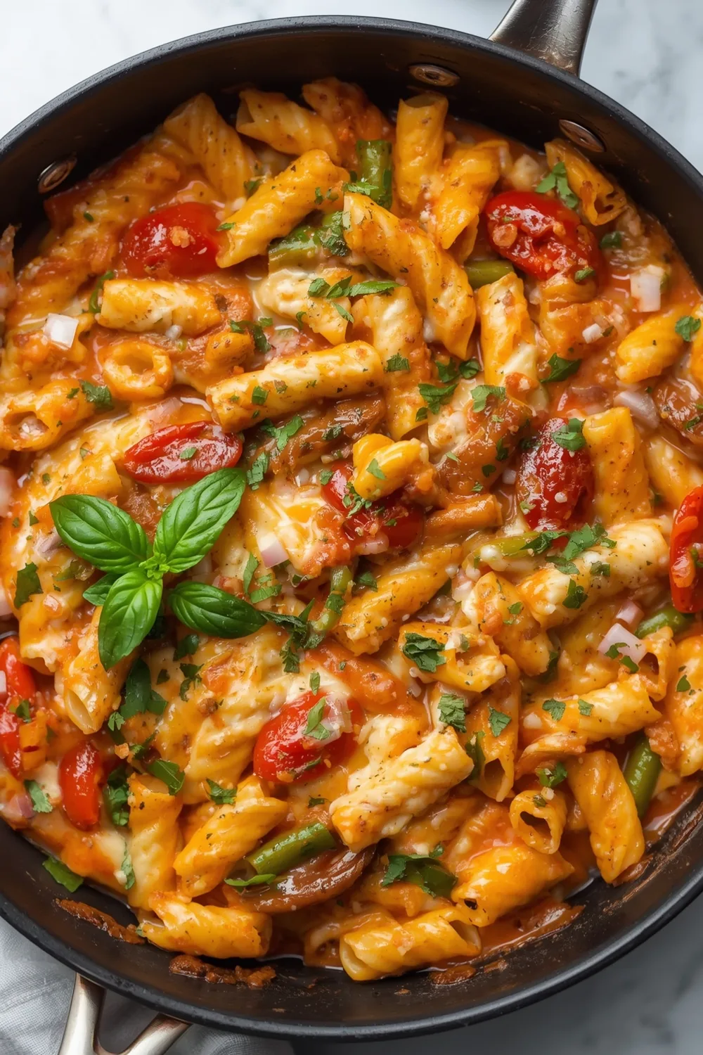 Simple One Pan Cheesy Veggie Pasta Bake