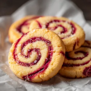 Buttery Raspberry Swirl Shortbread Cookies