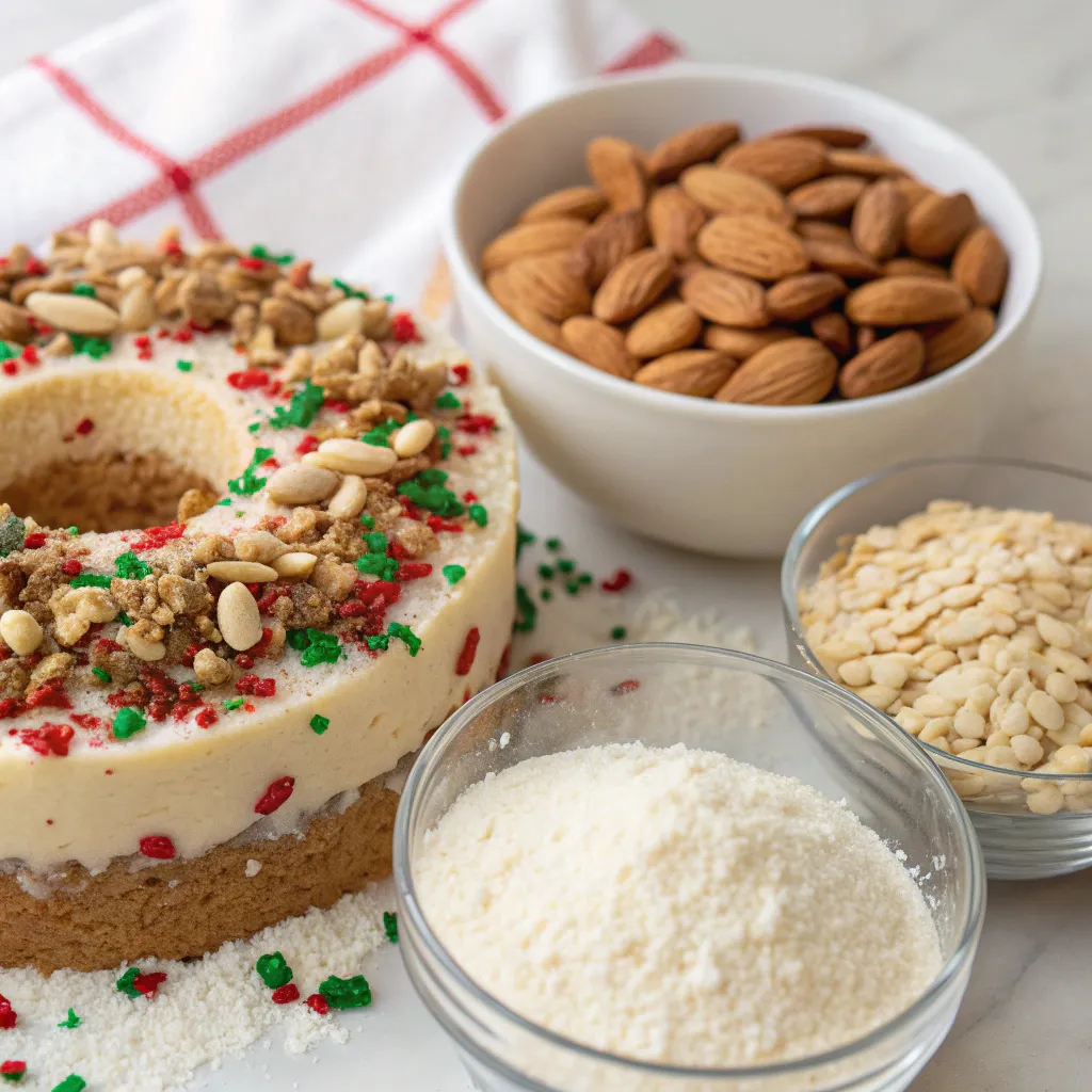 Christmas Vanilla Cake with Almonds & Mixed Nuts