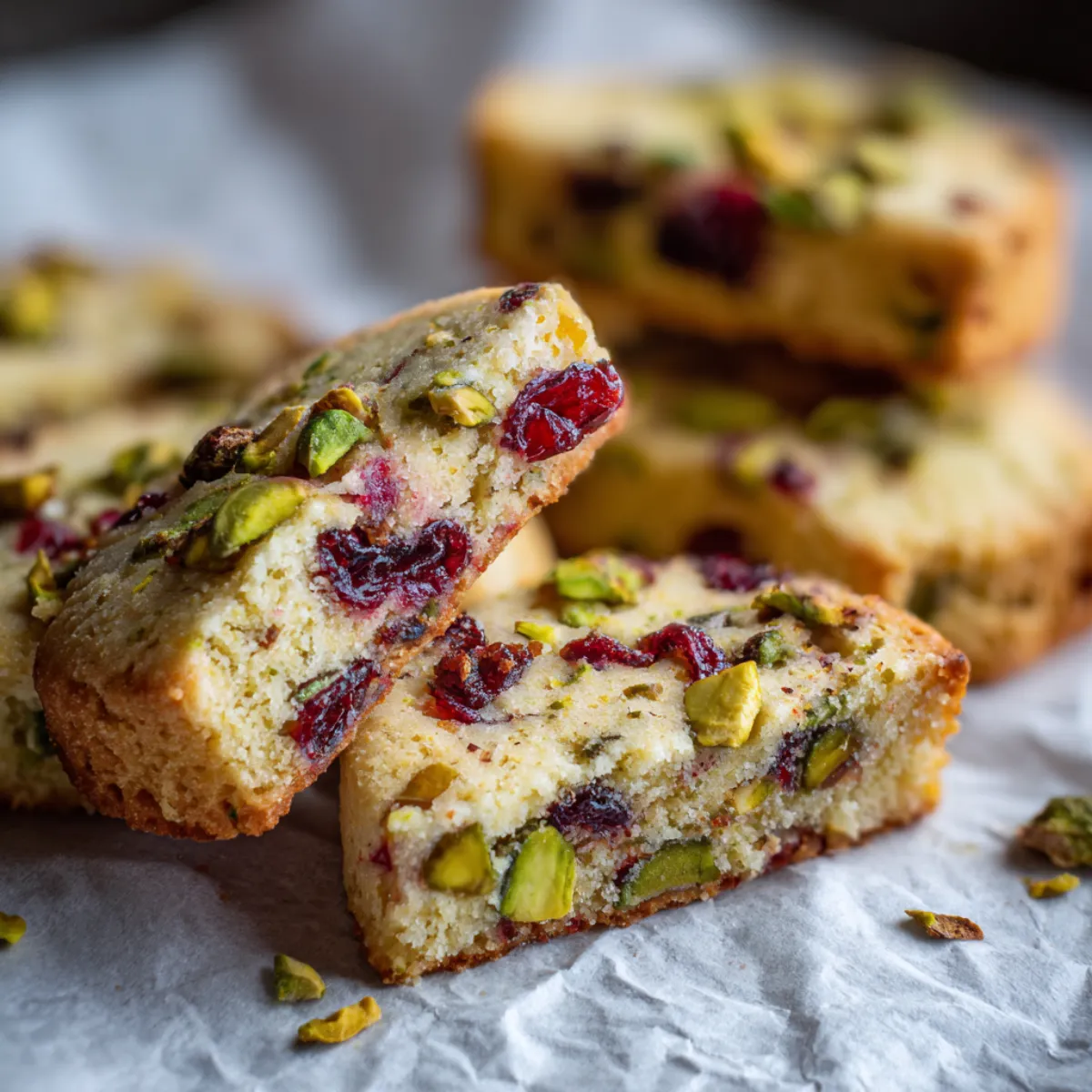 Buttery Cranberry Pistachio Shortbread Cookies
