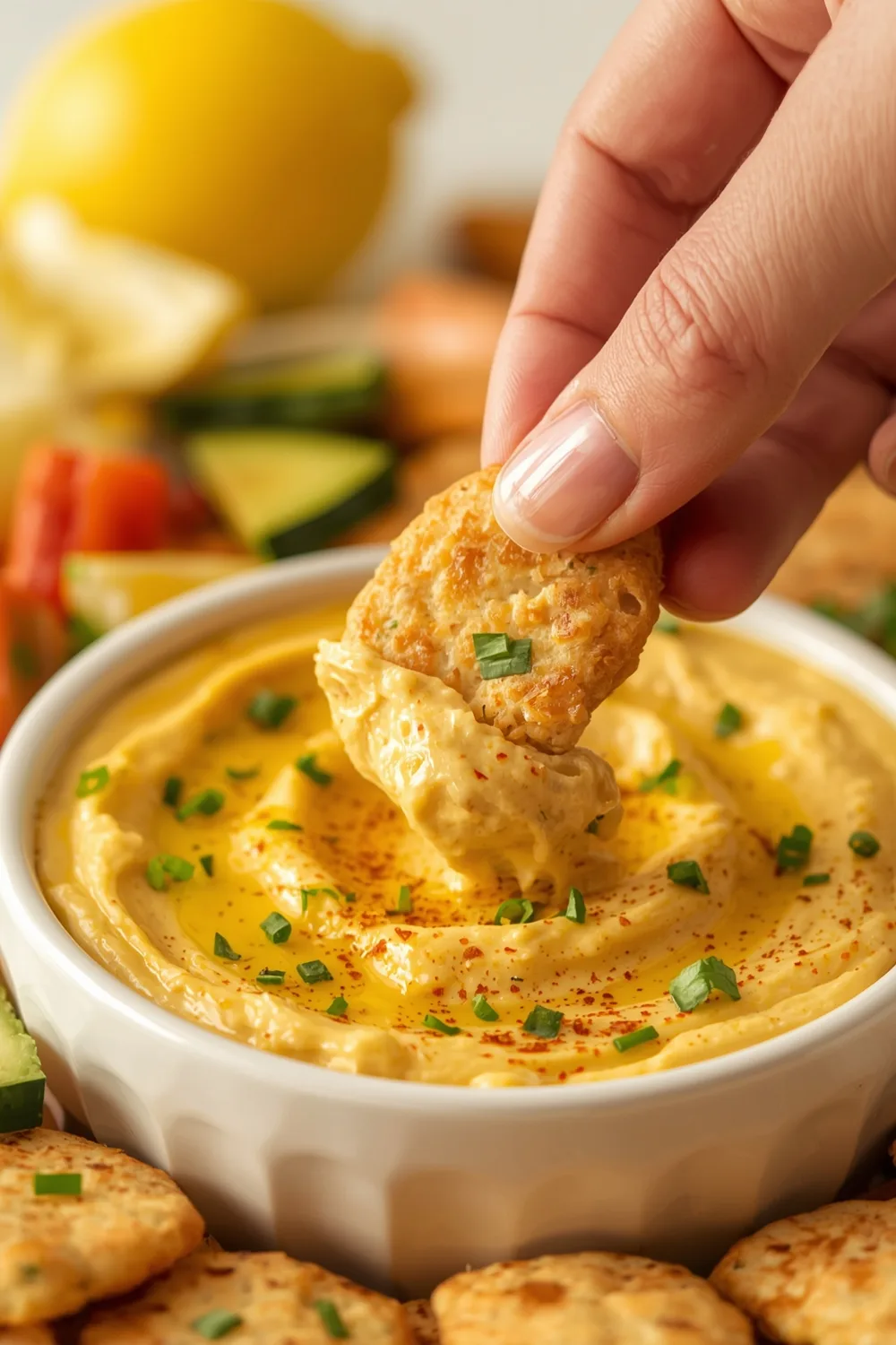 Zesty Lemon Hummus with Veggie Dippers