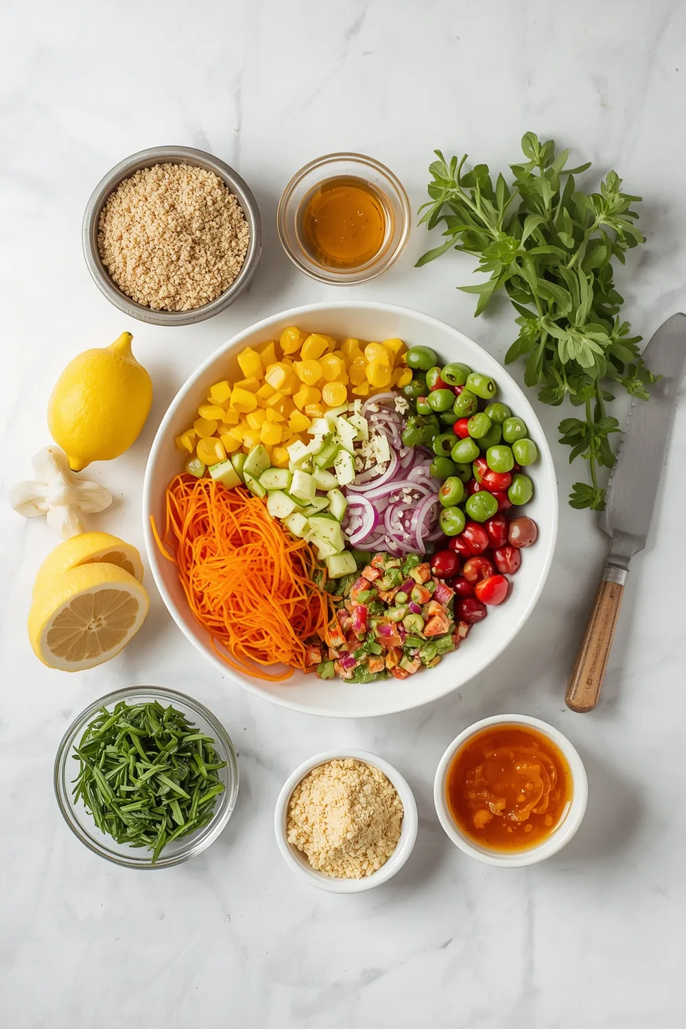 Delicious Wholesome Quinoa Salad with Colorful Vegetables (6 Servings) 1 Wholesome Quinoa Salad with Colorful Vegetables and Lemon Dressing
