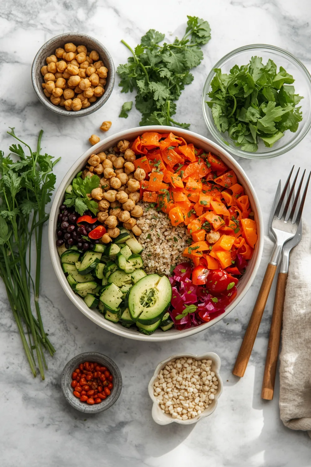 Nutritious One Pan Quinoa Bowl with Colorful Veggies and Chickpeas