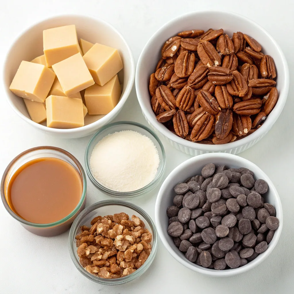 No-Bake Caramel Pecan Fudge Squares