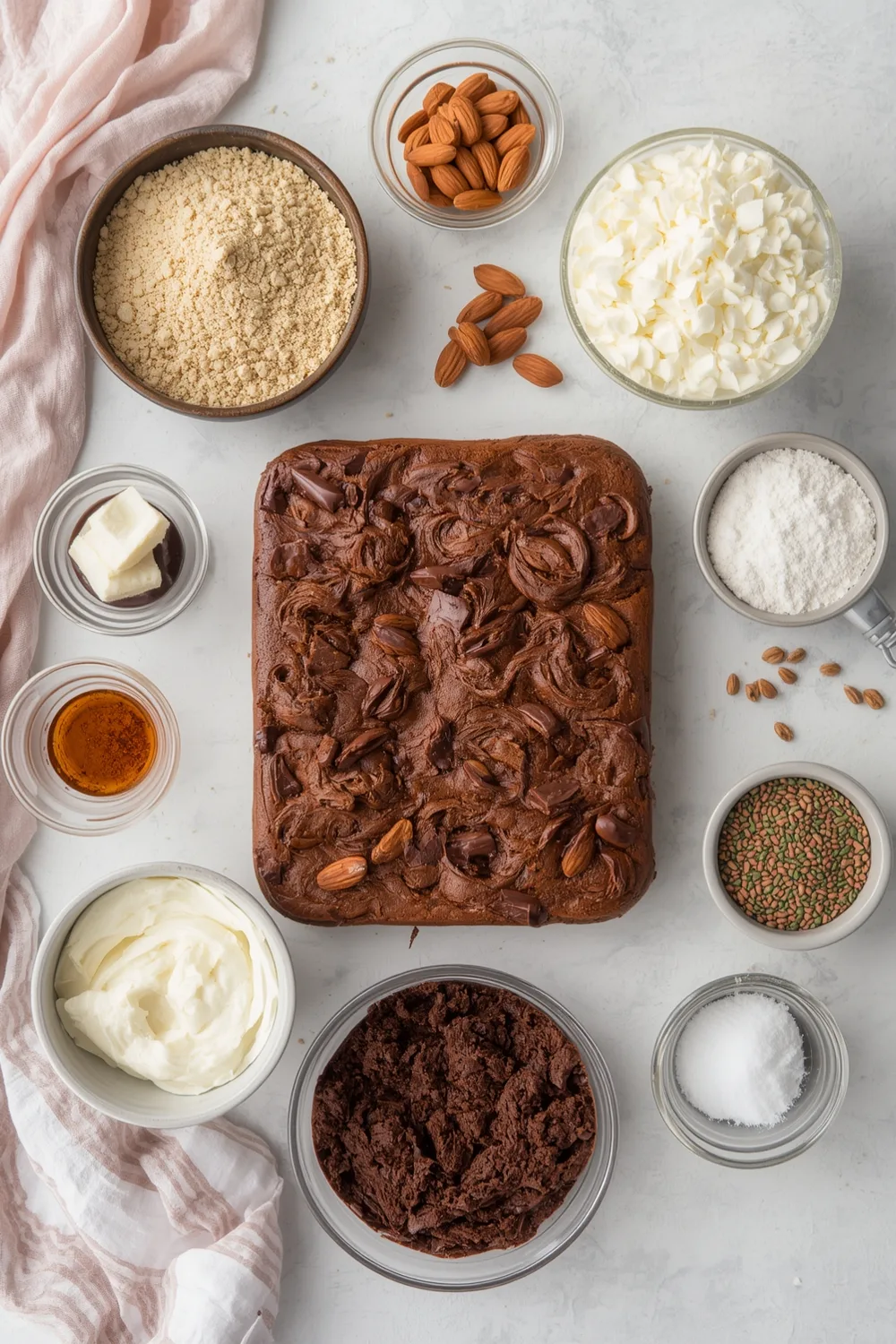 Soft Chewy Almond Flour Brownies with Rich Chocolate Swirl