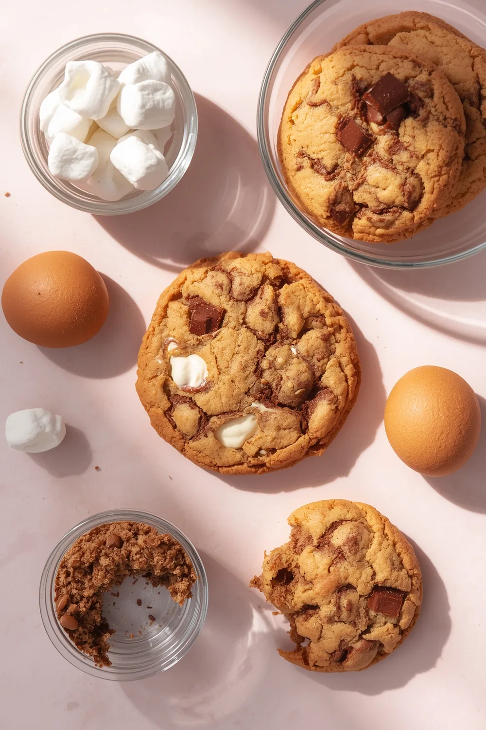 Chewy Marshmallow Cookies with a Touch of Chocolate Delight