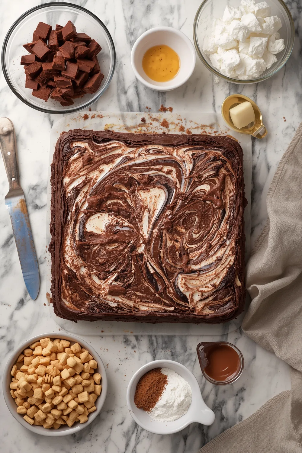 Chewy Marshmallow Swirl Chocolate Brownies