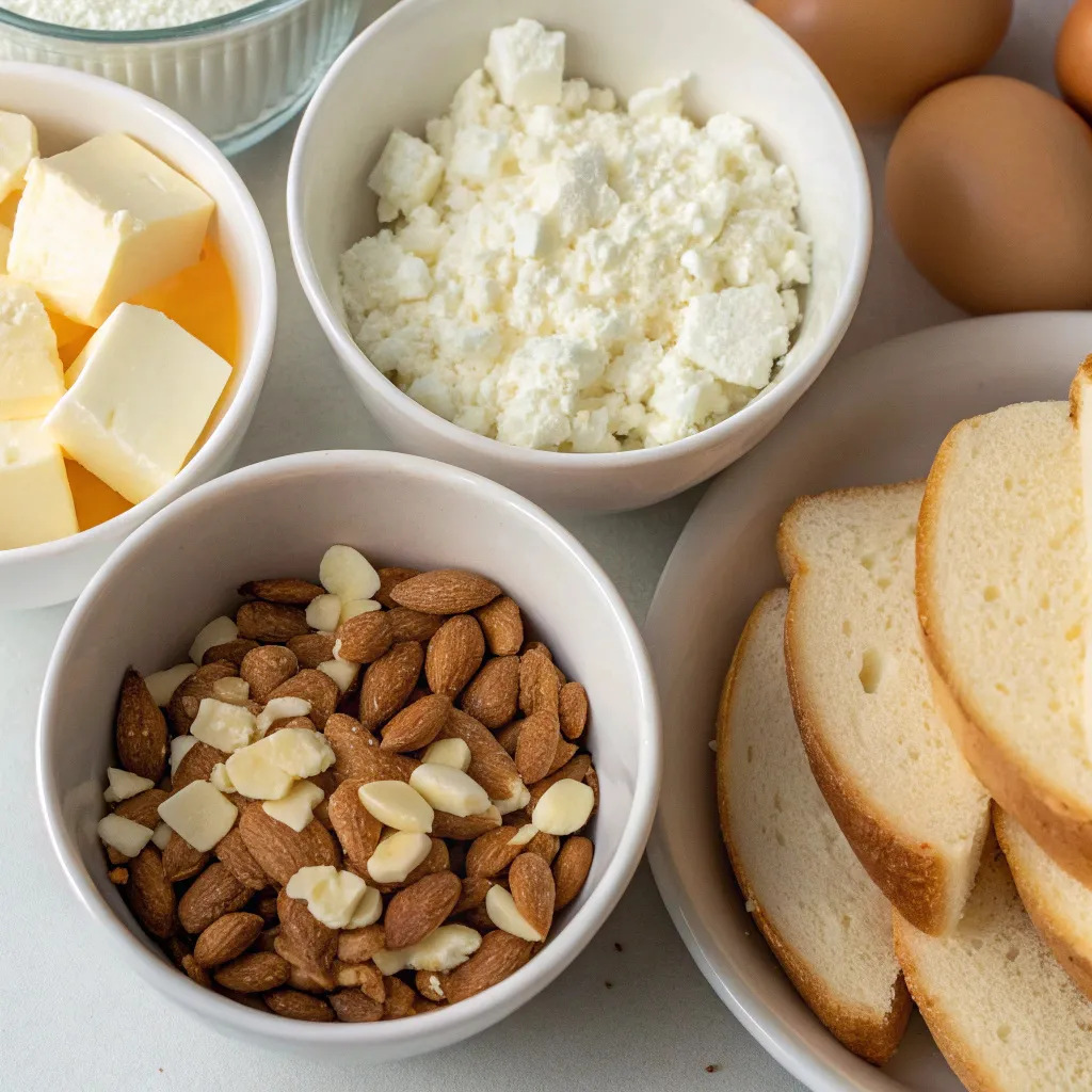 Caramelized Almond Ricotta Bread Pudding