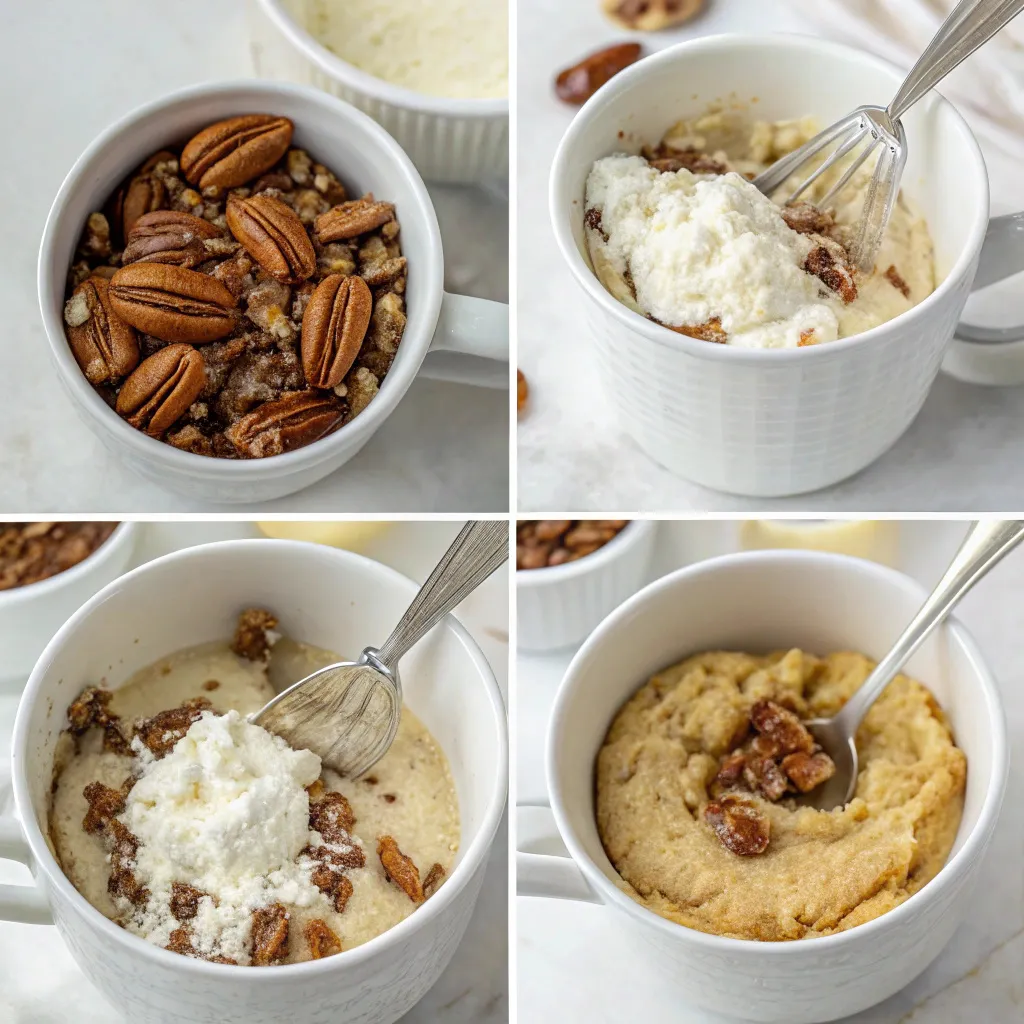 Cottage Cheese Pecan Pie Mug Cake