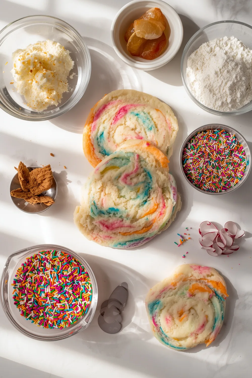 Rainbow Swirl Sugar Cookies with Fun Sprinkles Recipe