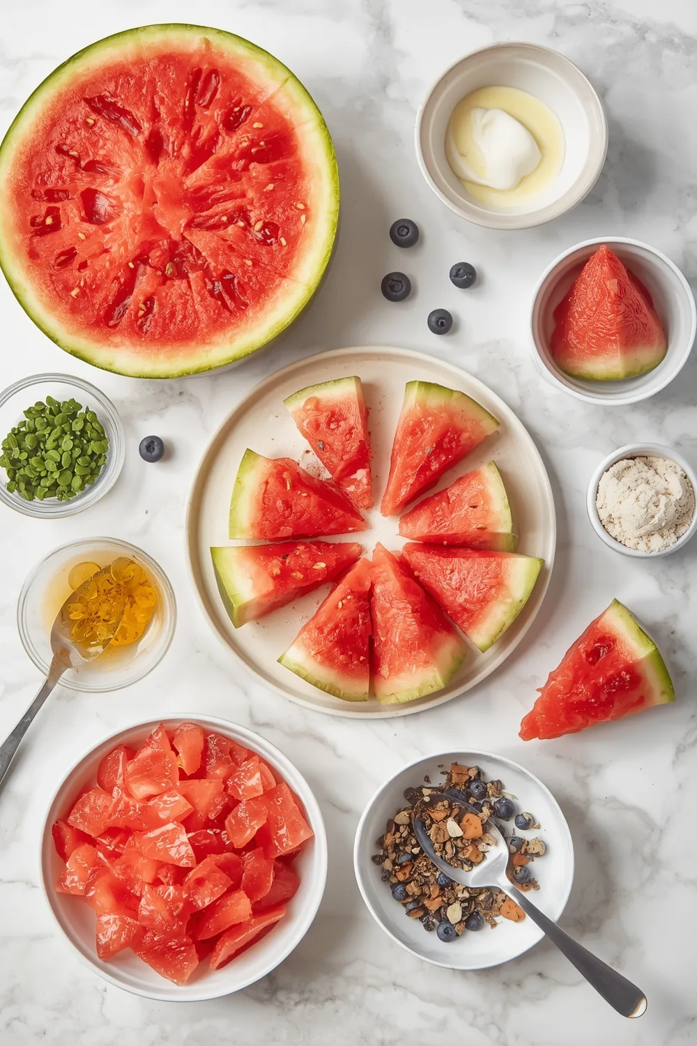 Refreshing Watermelon Fruit Cake with Creamy Toppings