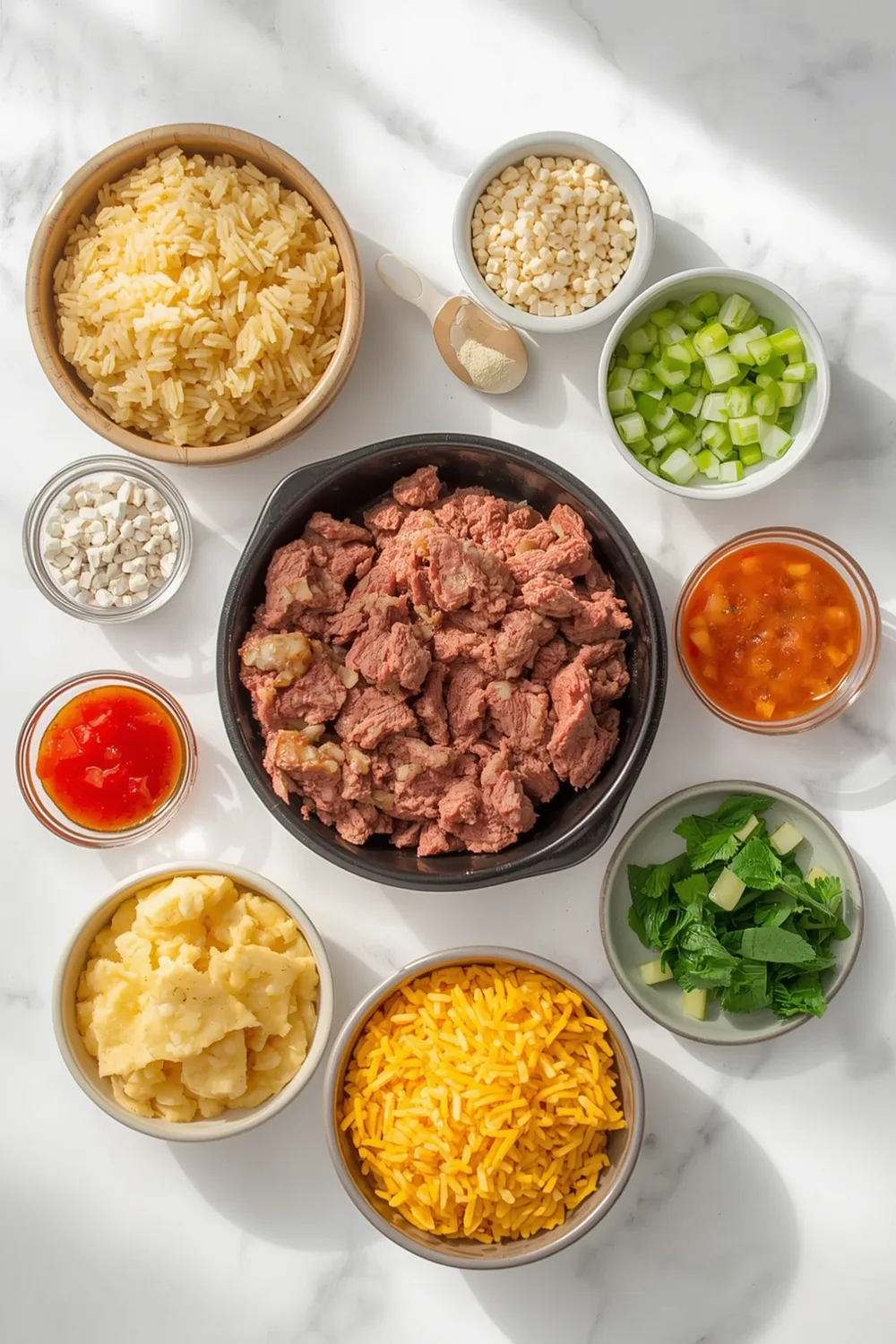 Easy Crockpot Ground Beef and Cheesy Rice Casserole