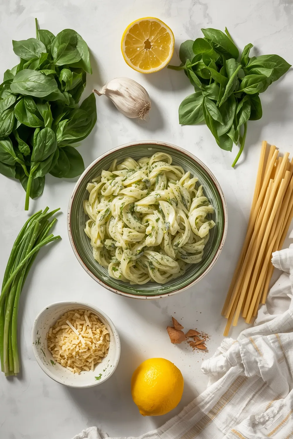 Easy Creamy Lemon Garlic Pasta with Spinach