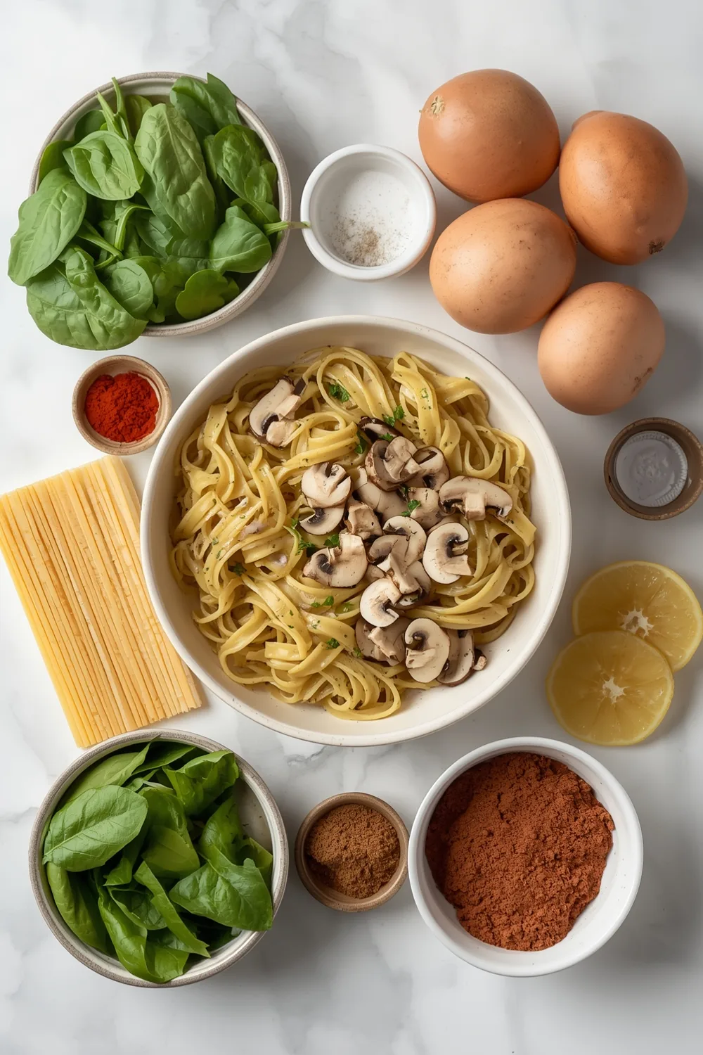 Easy 25 Minute Creamy Mushroom Spinach Pasta