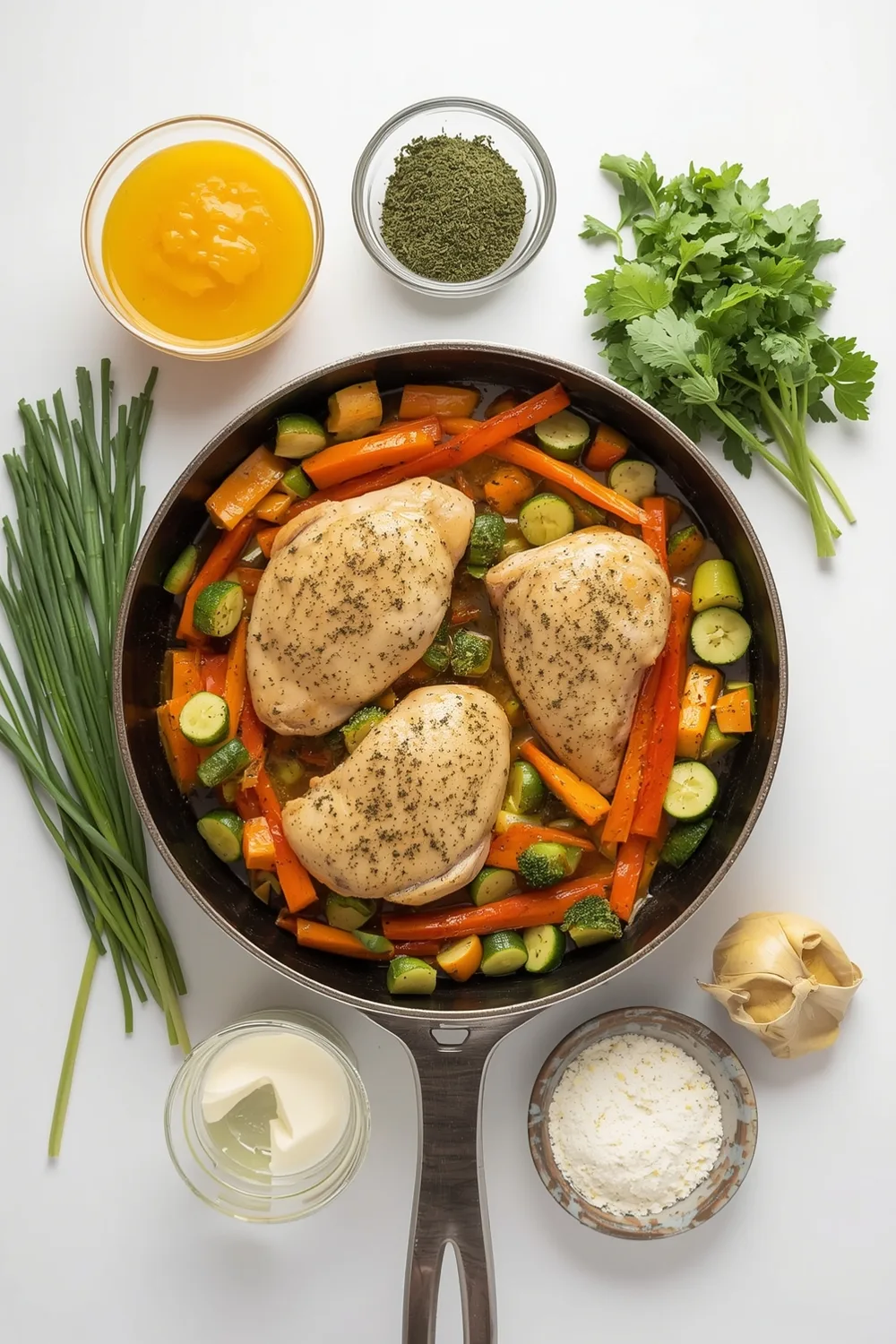 Easy One Pan Baked Lemon Herb Chicken and Veggies