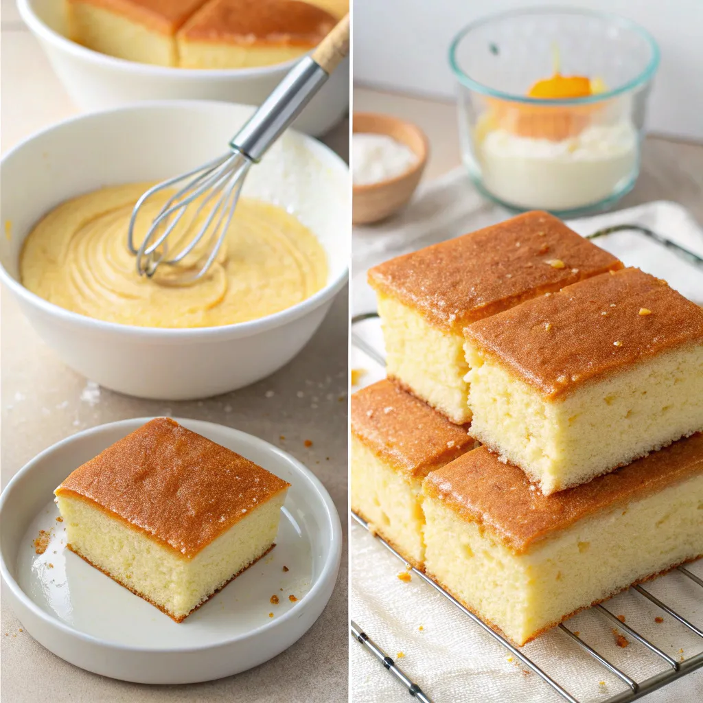 Soft Honey Milk Cake Slices with a Golden Top