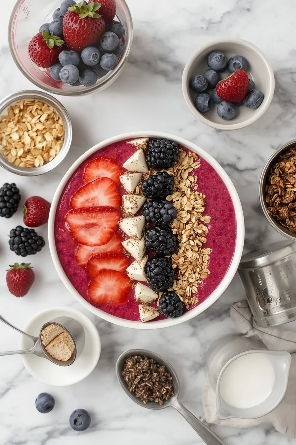 Easy Berry Smoothie Bowl with 5 Ingredients and Granola