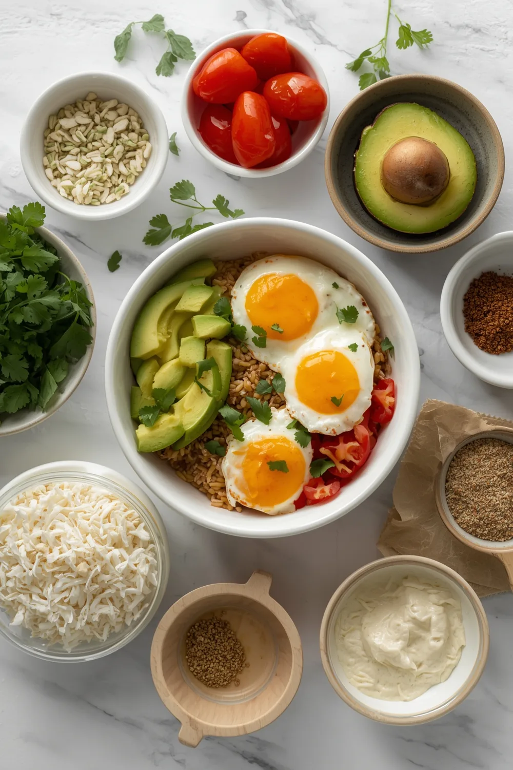 Easy Southwest Breakfast Burrito Bowl with Avocado and Eggs