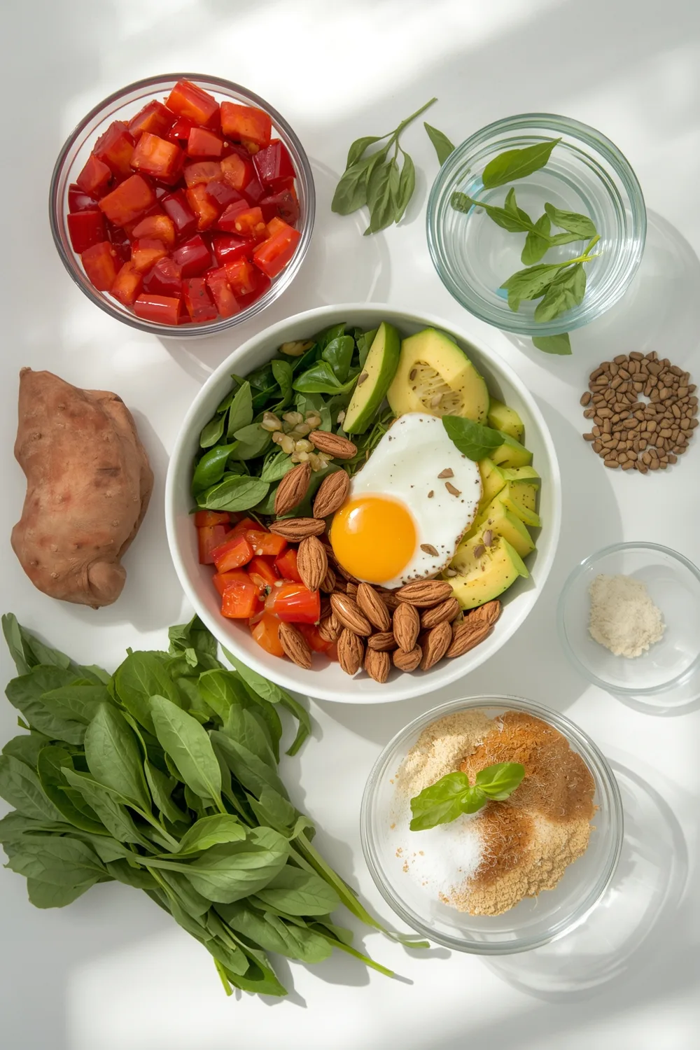 Quick Healthy Sweet Potato Breakfast Bowl with Spinach