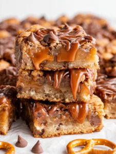 Salted Caramel Pretzel Blondies
