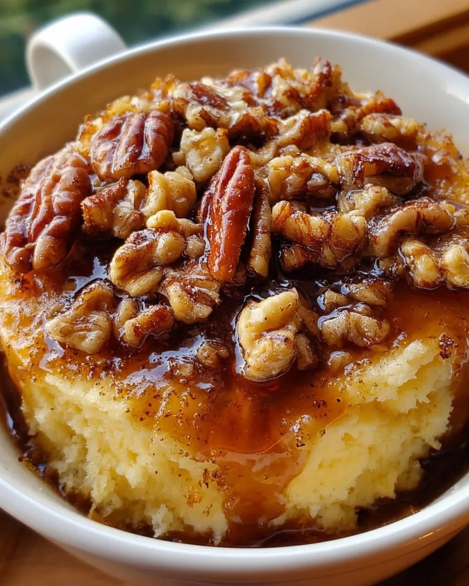 Cottage Cheese Pecan Pie Mug Cake