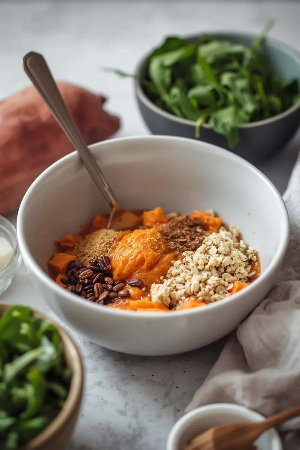 Quick Healthy Sweet Potato Breakfast Bowl with Spinach