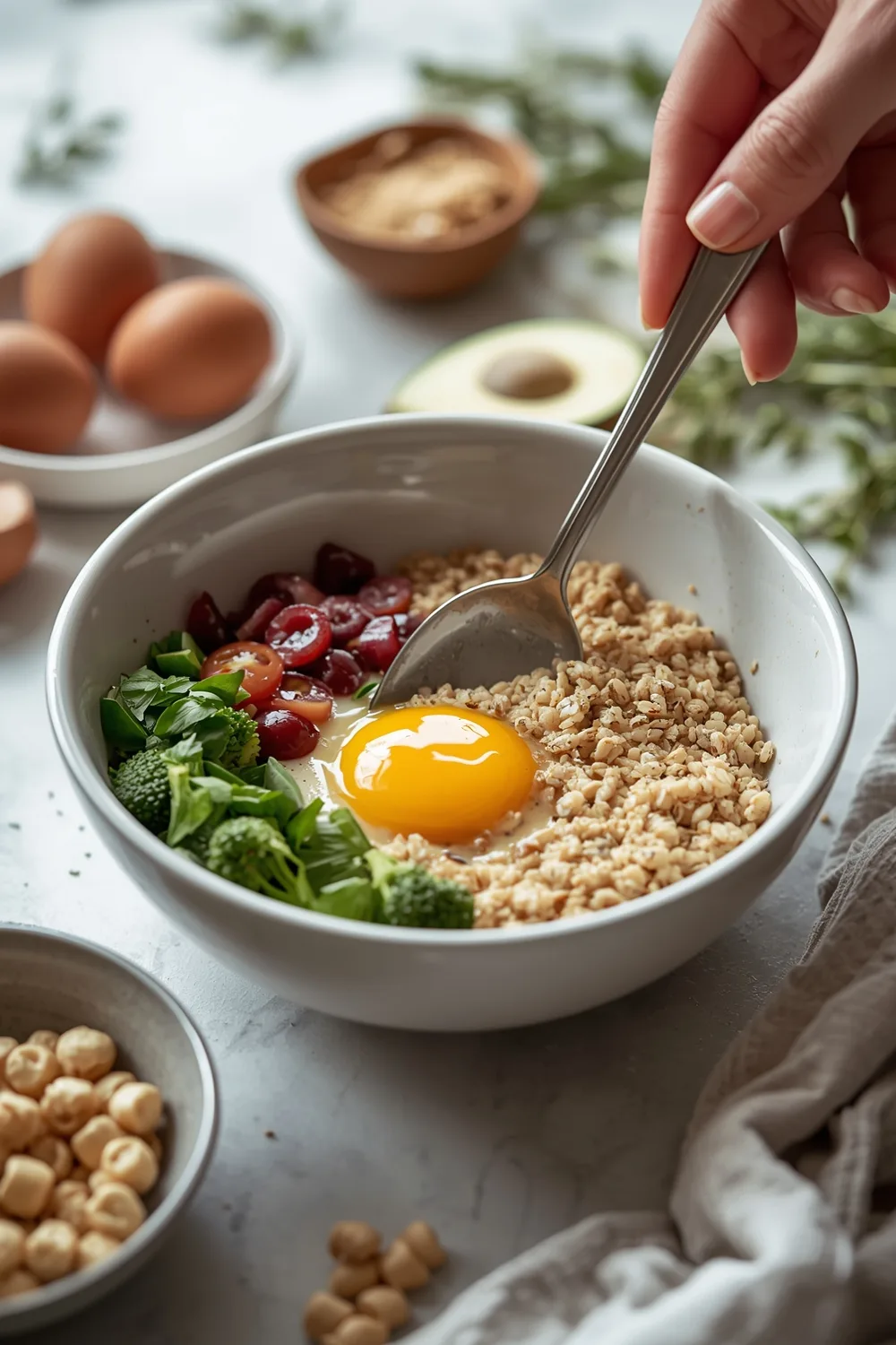 Healthy High Protein Breakfast Bowls: 2 Delicious Servings 2 Healthy High Protein Breakfast Bowls with Quinoa and Eggs