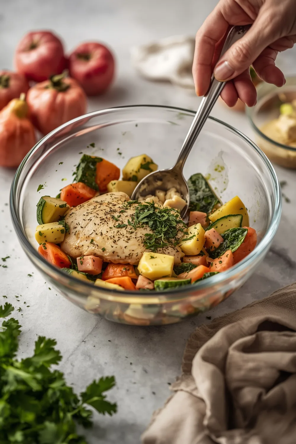 Easy One Pan Baked Lemon Herb Chicken and Veggies