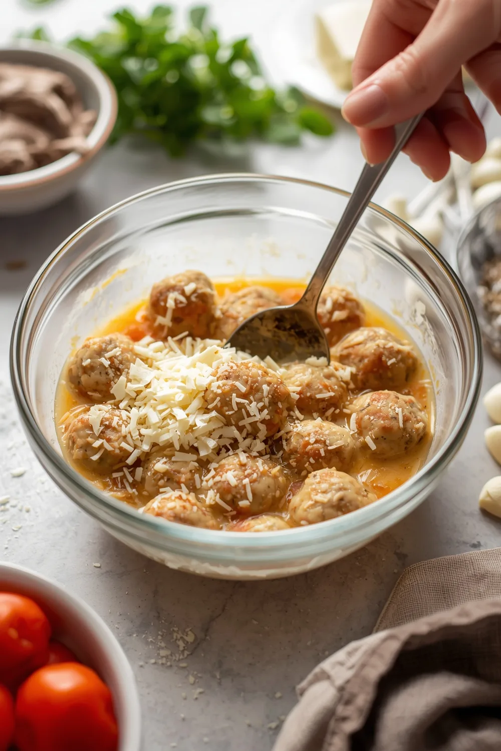 Easy Cheesy Baked Chicken Parmesan Meatballs