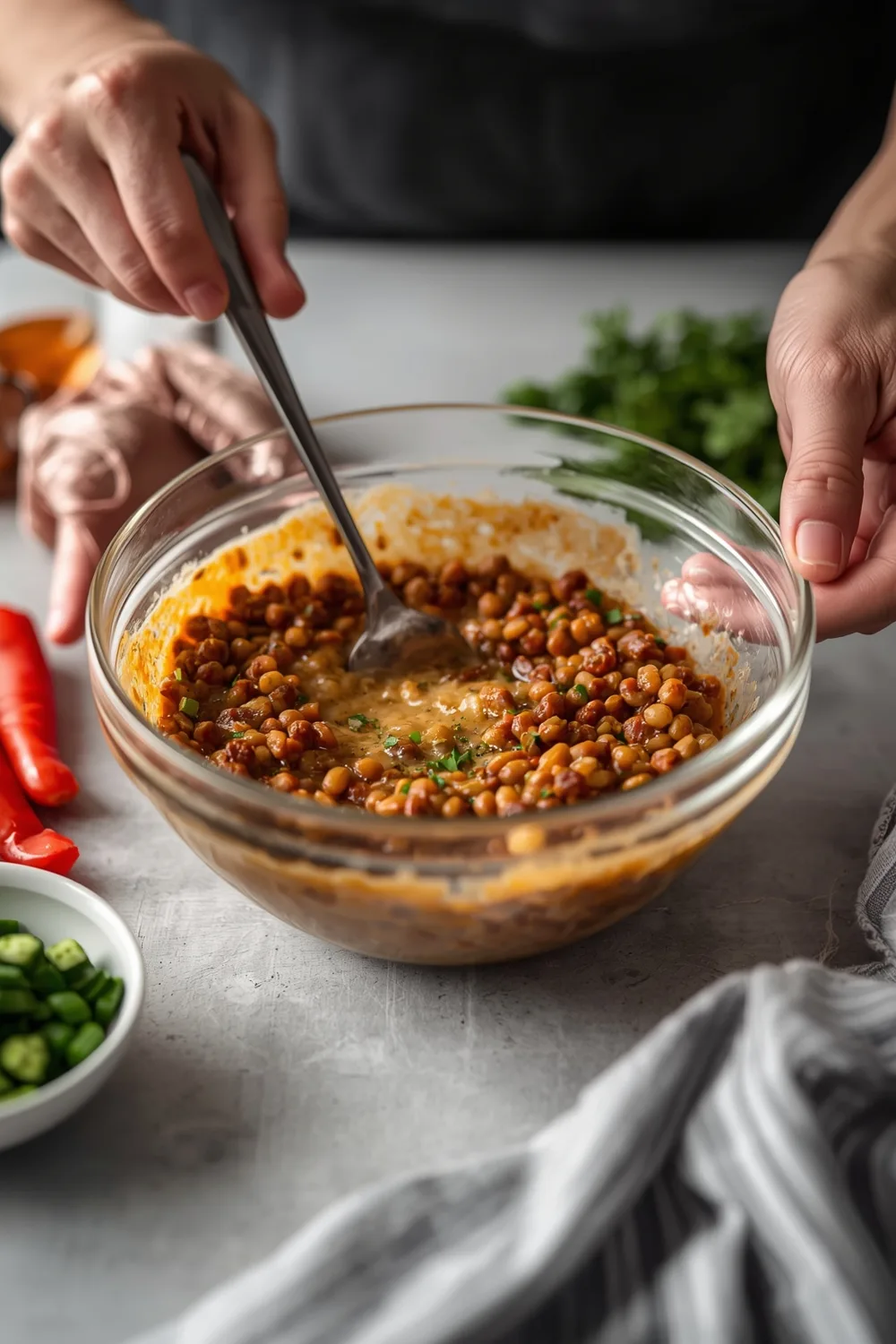 Easy 4 Ingredient Cheesy Lentil Skillet Dinner