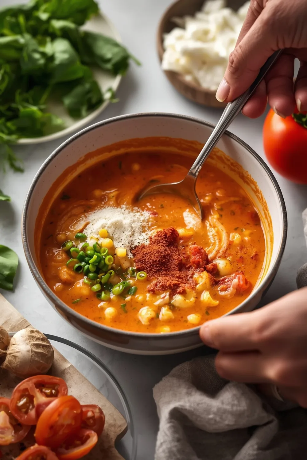 Easy Creamy Tomato Basil Tortellini Soup