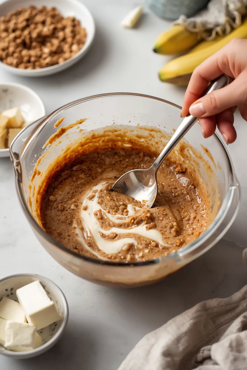 Moist Banana Bread with Cream Cheese Swirl Easy Recipe