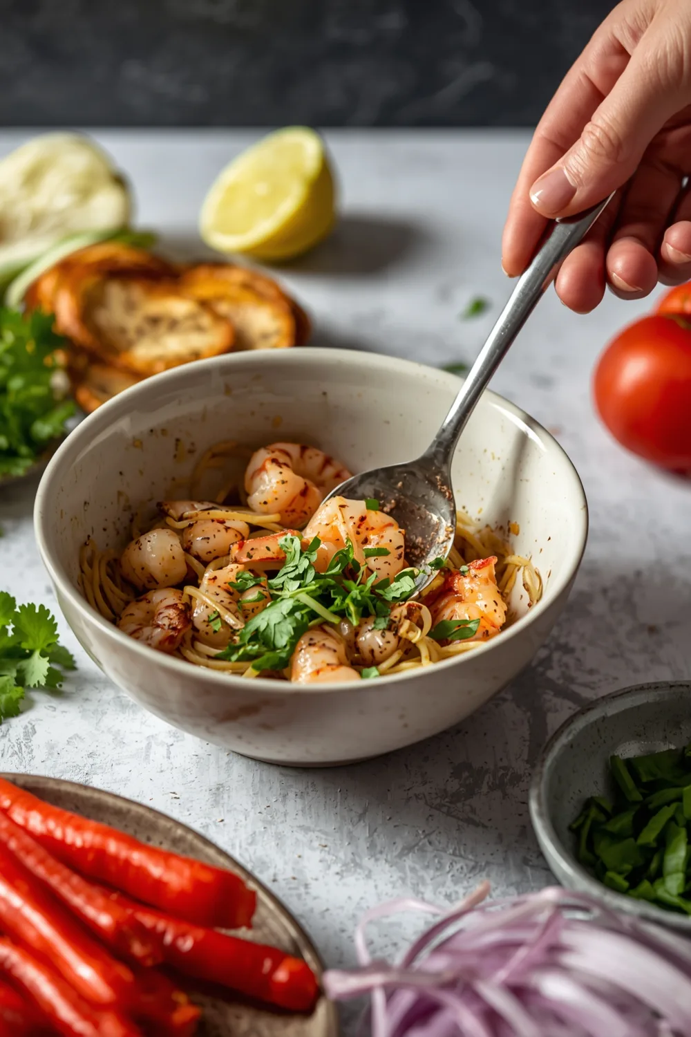 Easy Vietnamese Grilled Shrimp Noodle Bowl with Herbs