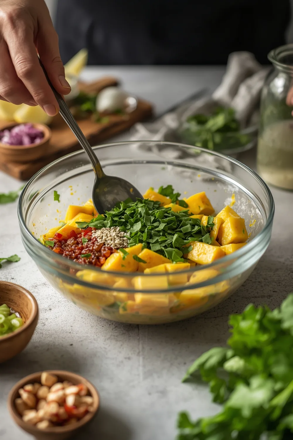 Easy Thai Mango Salad with Fresh Herbs and Lime Dressing
