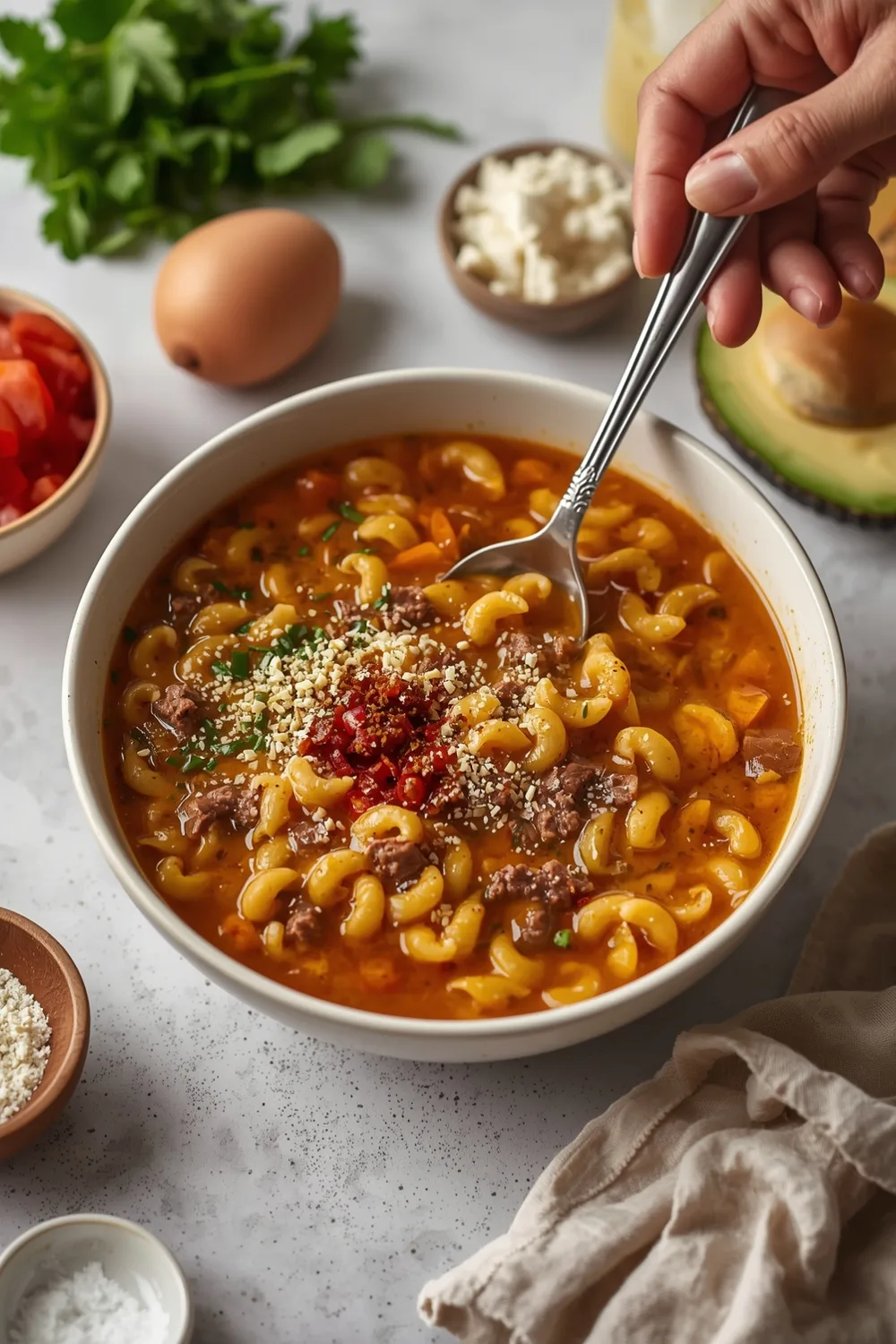 Easy Beefy Macaroni Soup Perfect for Family Dinner Night