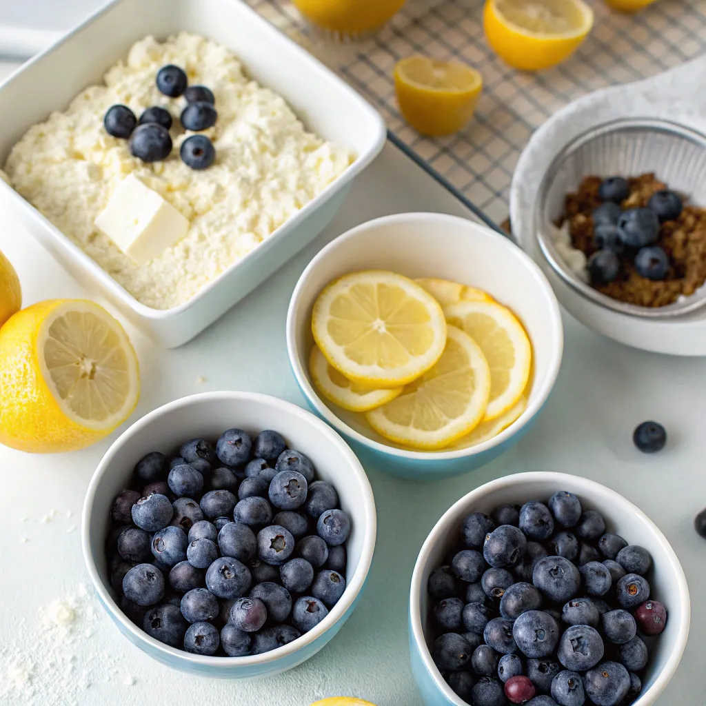 Baked Lemon Blueberry Cottage Cheese Squares