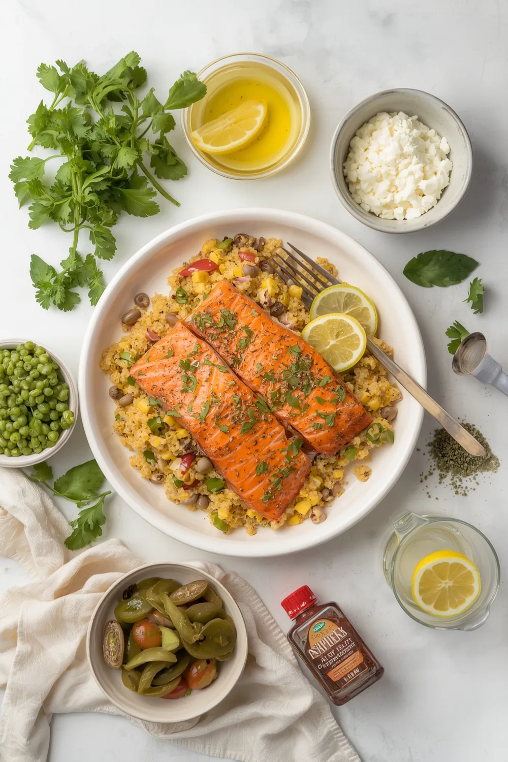 Easy Lemon Herb Baked Salmon with Quinoa Salad