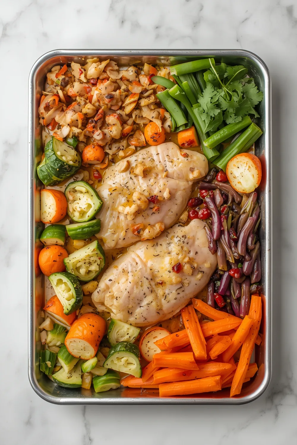 Easy Dump and Bake Chicken and Vegetable Sheet Pan