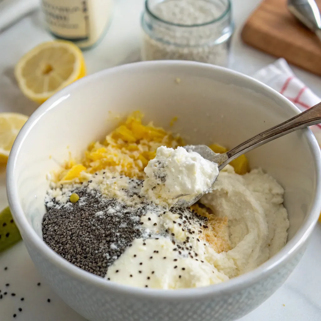 Cottage Cheese Lemon Poppy Seed Mug Cake