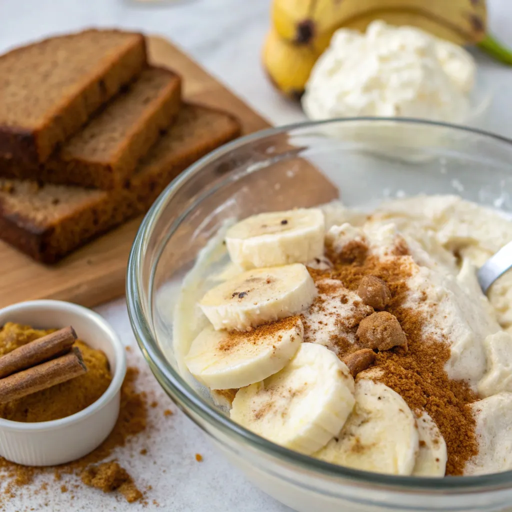 High Protein Banana Cinnamon Greek Yogurt Breakfast Loaf Slices 8 Banana Cinnamon Greek Yogurt Breakfast Loaf