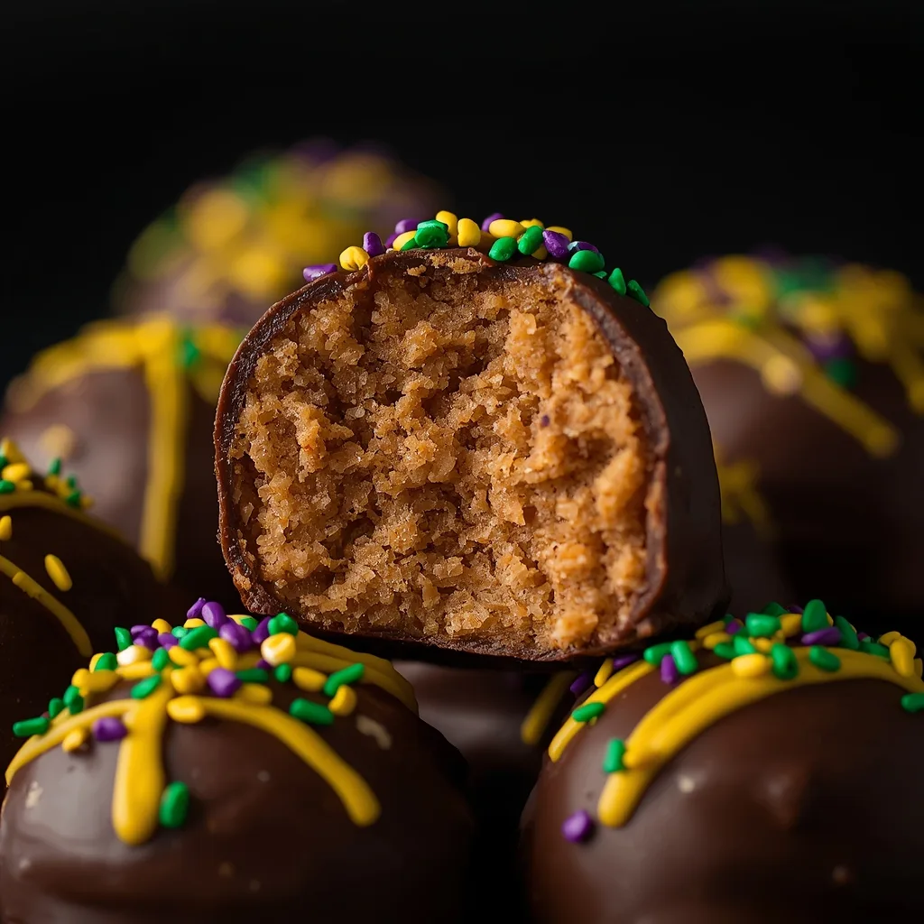 Easy No Bake Mardi Gras King Cake Truffles