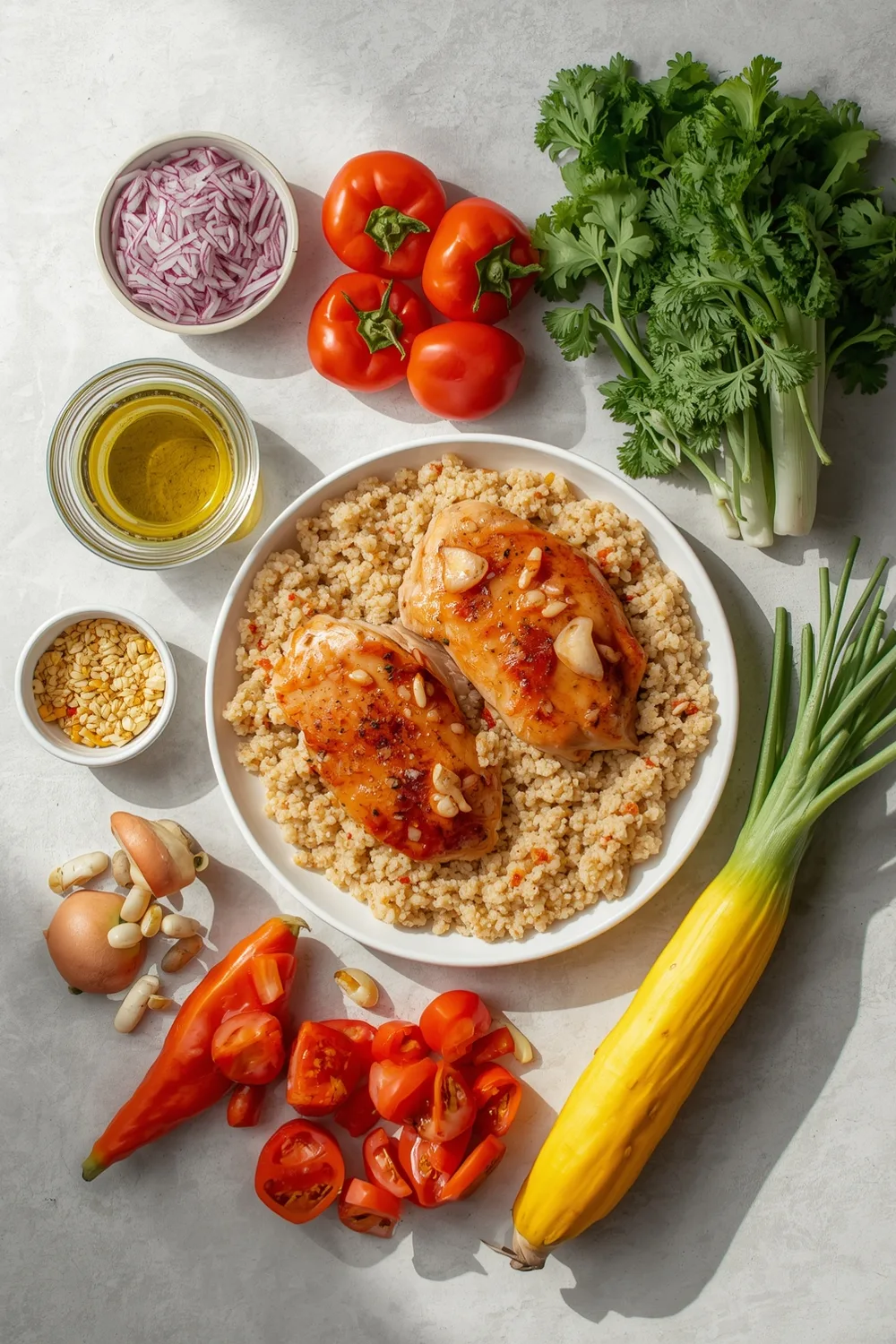 Easy One Pan Chicken with Quinoa and Veggies