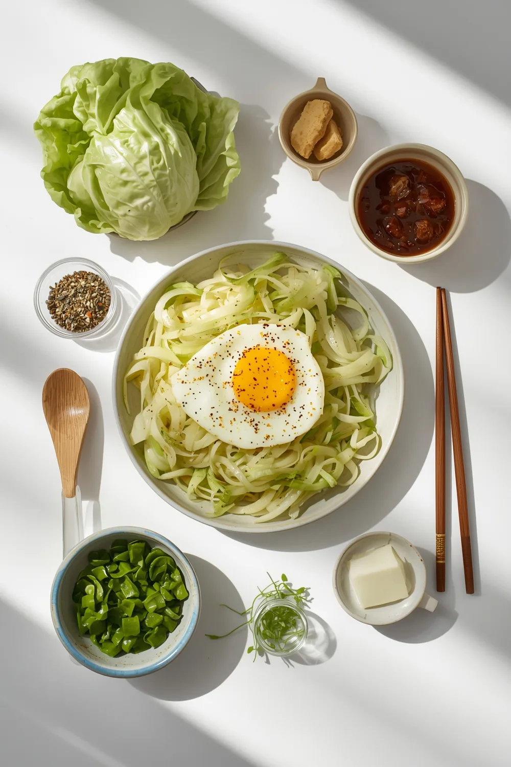 Quick Stir Fried Cabbage and Egg with Soy Ginger