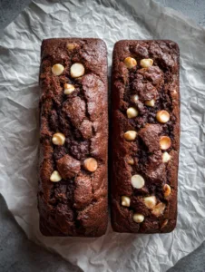 Chocolate Brownie Loaves with White Chocolate Chips