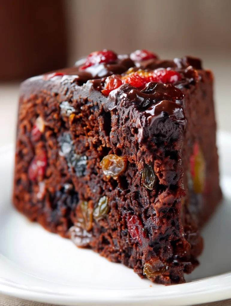 Deep Chocolate Cocoa & Spiced Mixed Fruit Celebration Cake