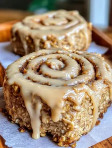 Cinnamon Roll Baked Oats with Greek Yogurt Glaze