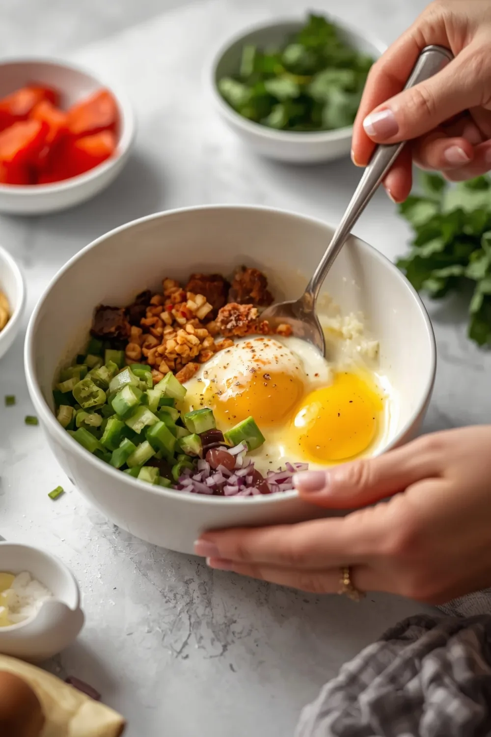 Easy Balanced Egg White Veggie Breakfast Bowl